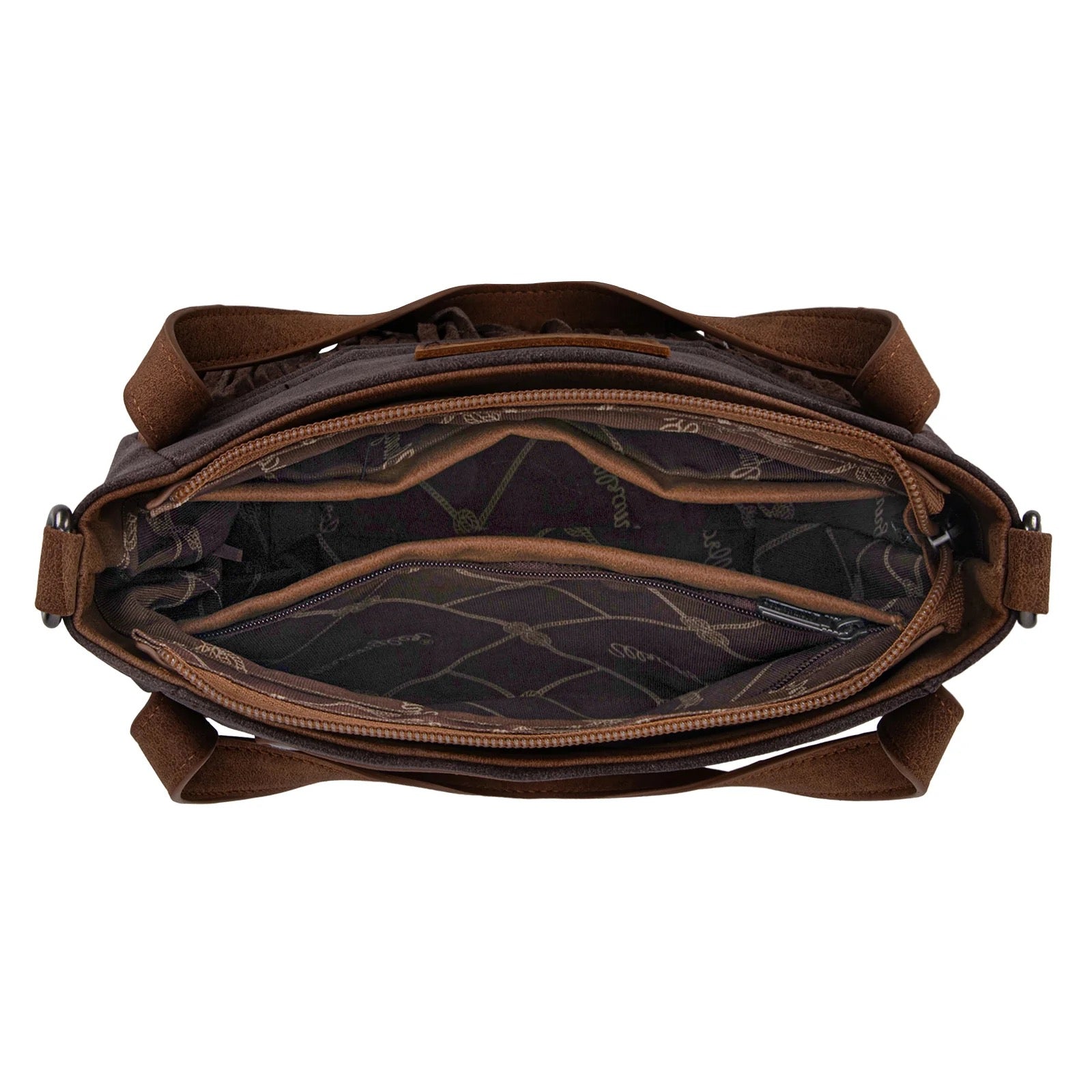 Wrangler "W" Stitch Fringe Two Tone Tote/Crossbody