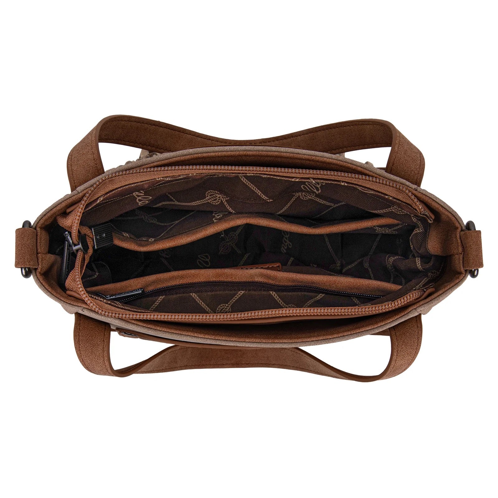 Wrangler "W" Stitch Fringe Two Tone Tote/Crossbody