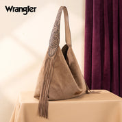 Wrangler Fringe Floral Tooled Hobo Bag