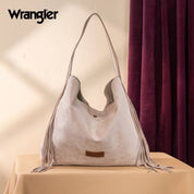Wrangler Fringe Floral Tooled Hobo Bag