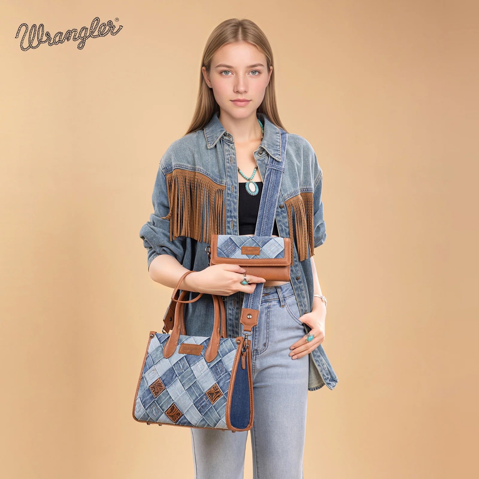 Wrangler Woven Denim Concealed Carry Tote/Crossbody