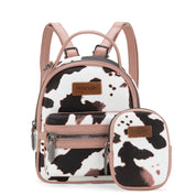 Wrangler Cow Print Mini Backpack With Coin Pouch- Pink