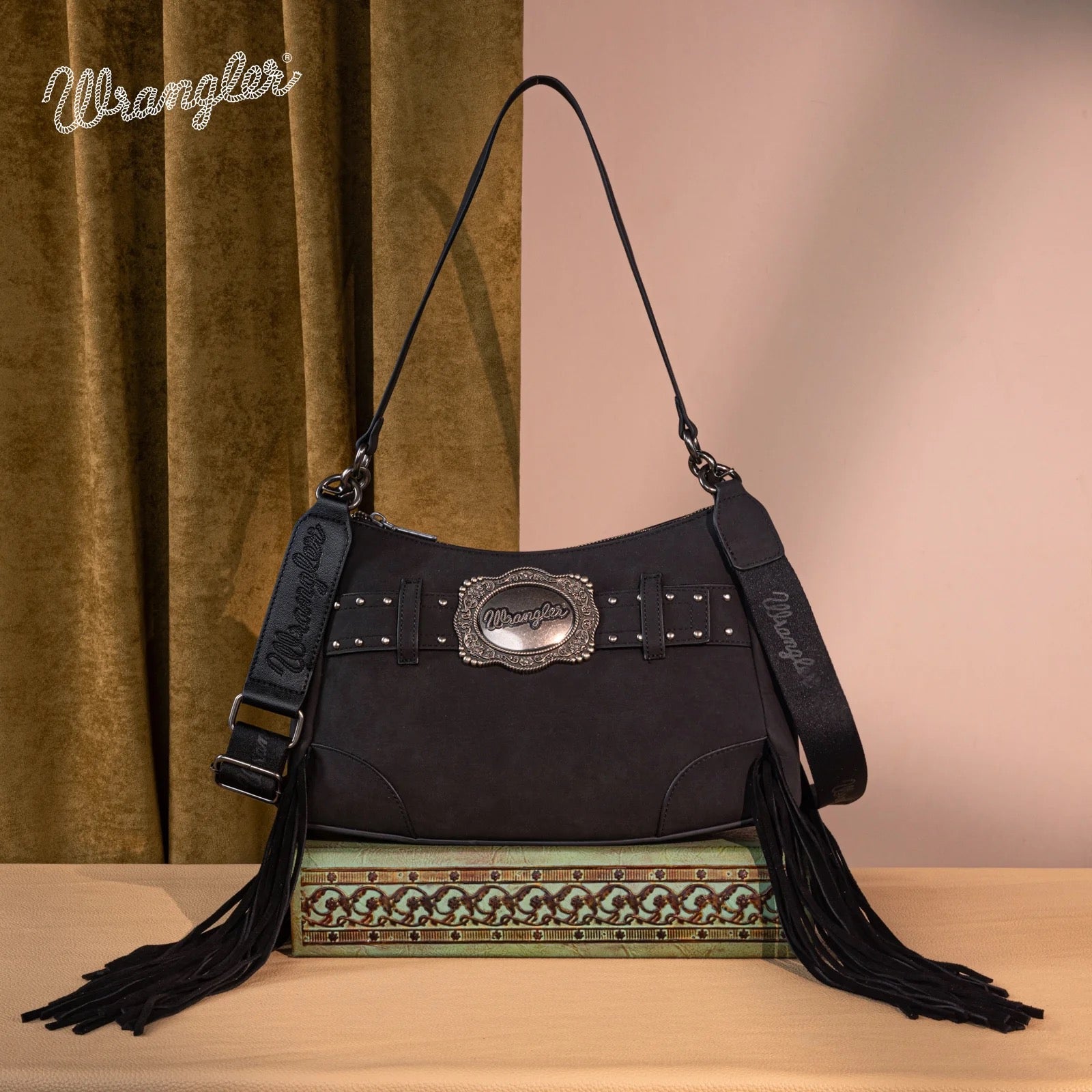 Wrangler Fringe Buckle Hobo Bag/Crossbody Bag