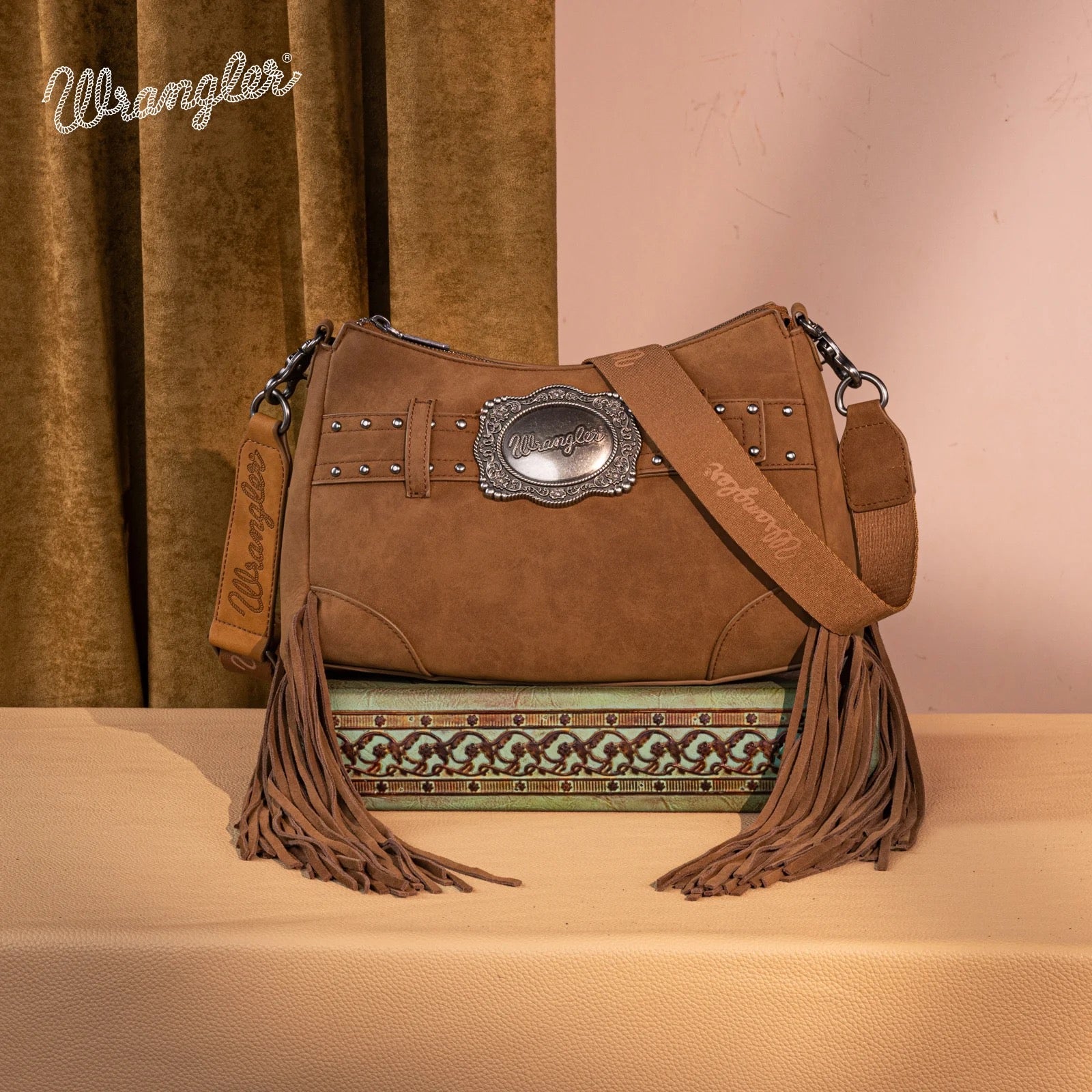 Wrangler Fringe Buckle Hobo Bag/Crossbody Bag