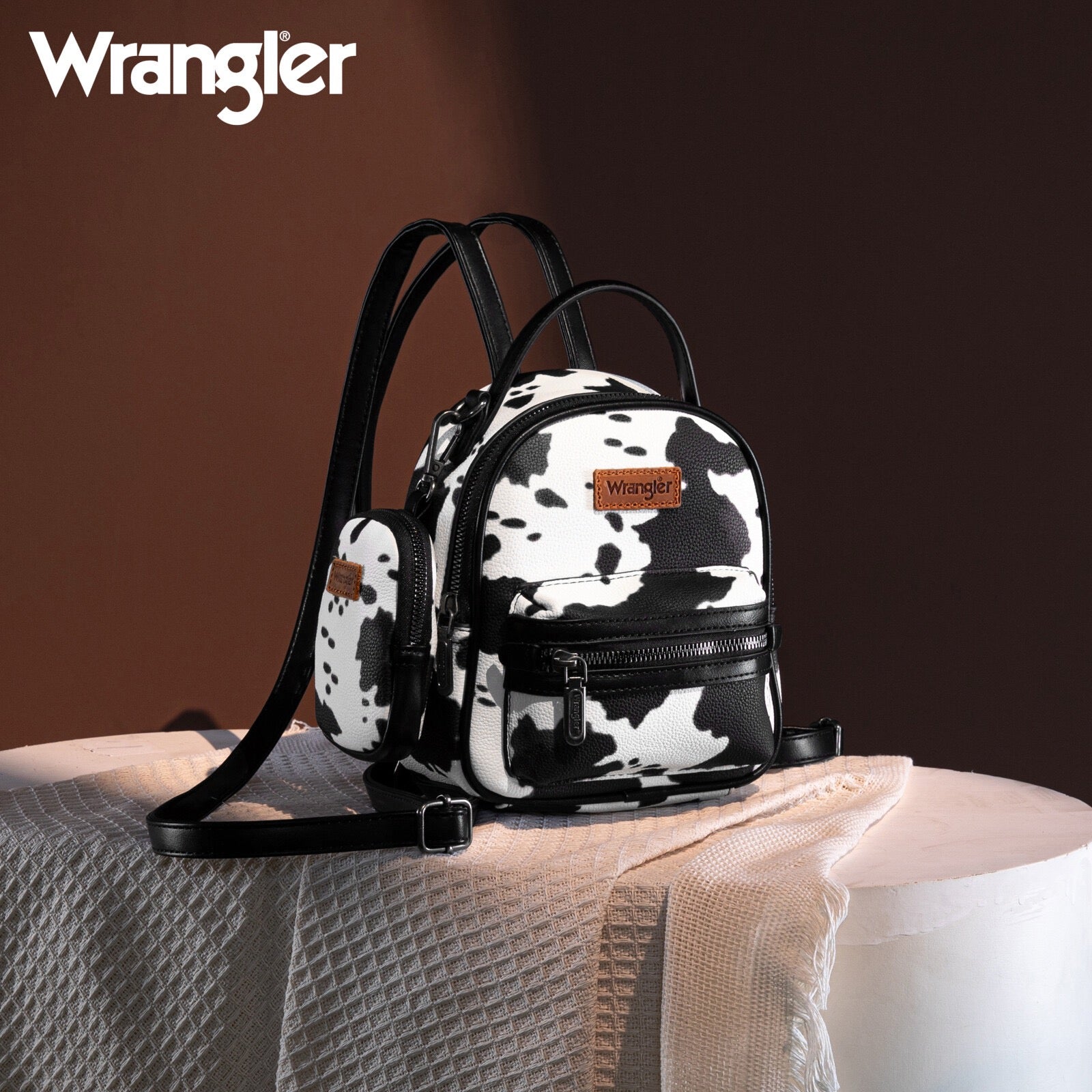 Wrangler Cow Print Mini Backpack With Coin Pouch