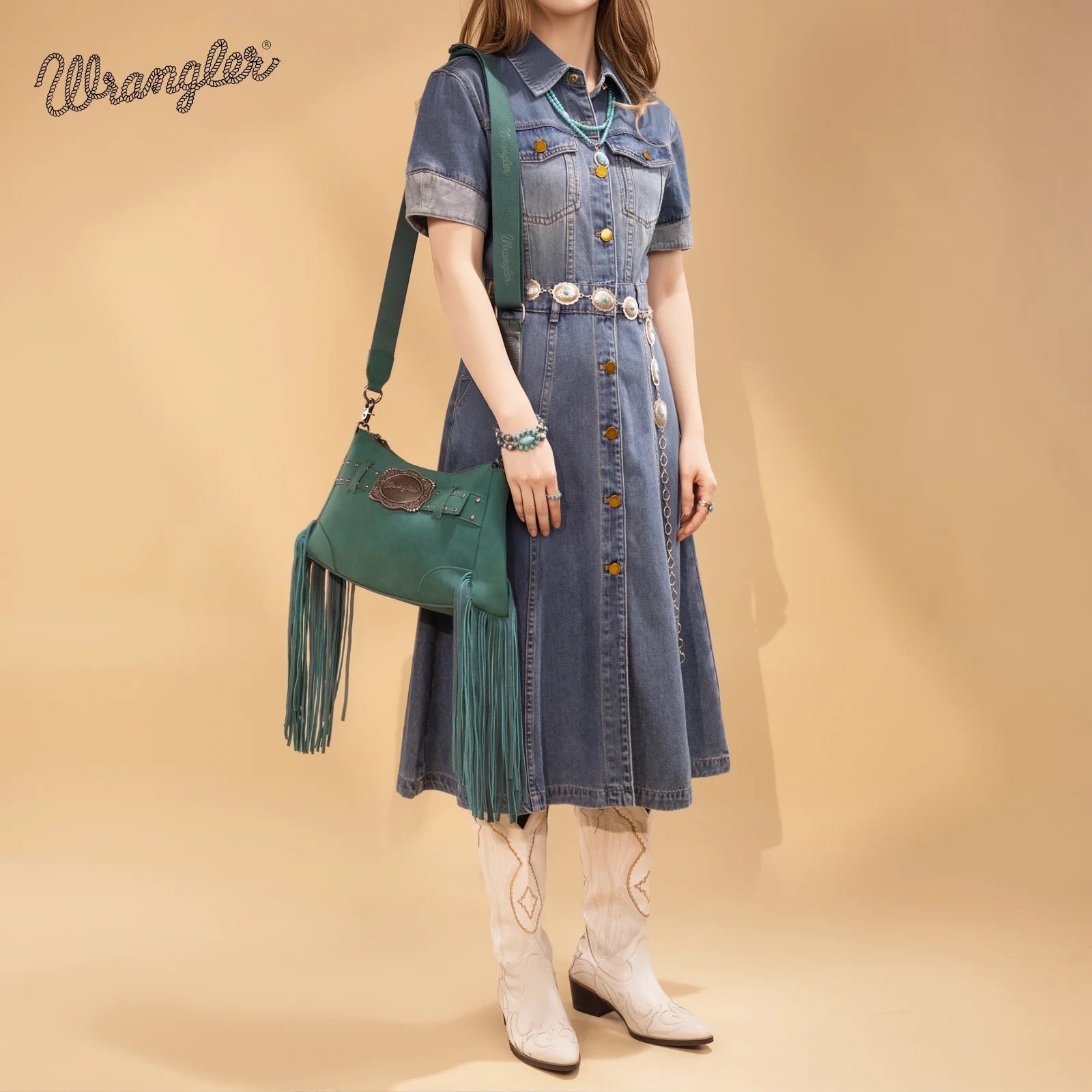 Wrangler Fringe Buckle Hobo Bag/Crossbody Bag