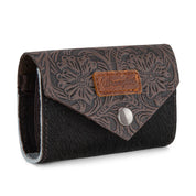 Wrangler Genuine Hair-On Cowhide Floral Tooled Card Holder