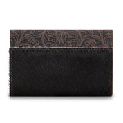 Wrangler Genuine Hair-On Cowhide Floral Tooled Card Holder