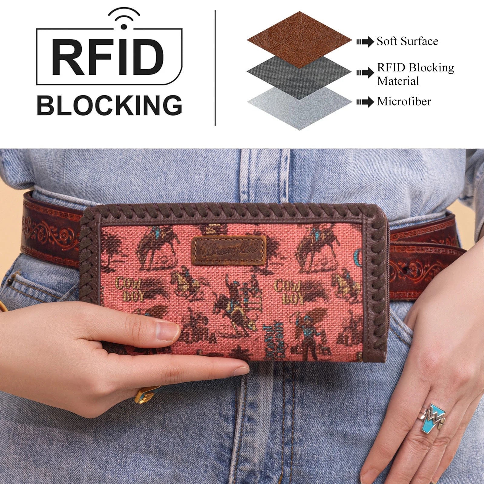Wrangler Vintage Retro Cowboy Cool Print Wallet