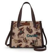 Wrangler Vintage Retro Cowboy Cool Print Concealed Carry Satchel/Crossbody