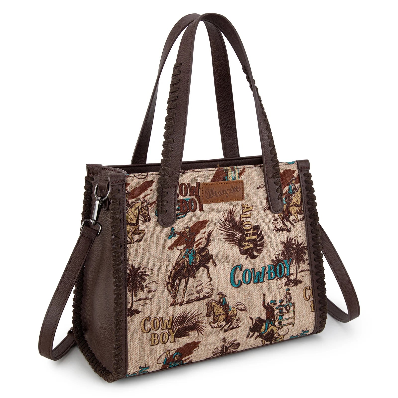 Wrangler Vintage Retro Cowboy Cool Print Concealed Carry Satchel/Crossbody