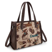 Wrangler Vintage Retro Cowboy Cool Print Concealed Carry Satchel/Crossbody