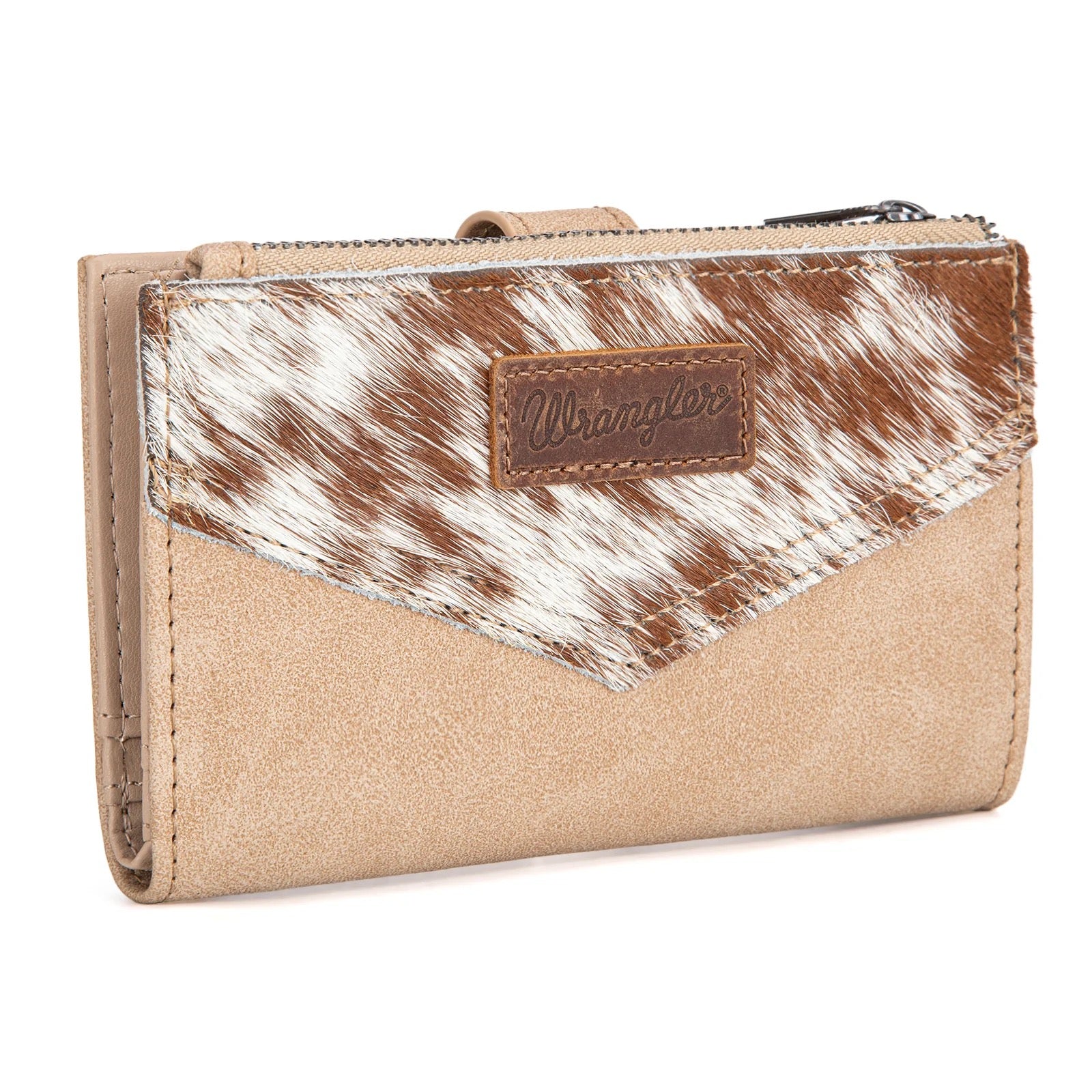 Wrangler Genuine Hair-On Cowhide Card Holder Bi-Fold Wallet