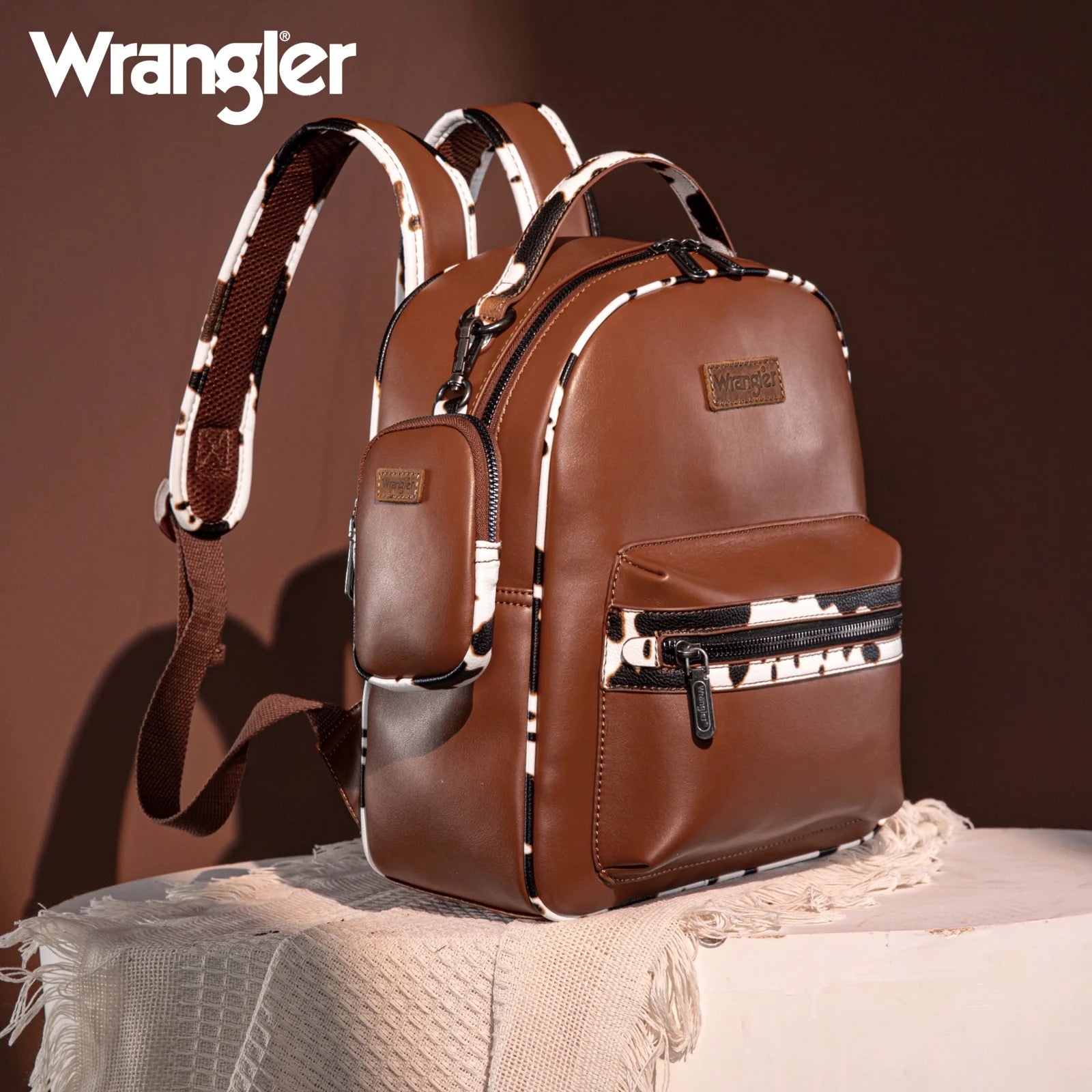 Wrangler Cow Print Backpack With Coin Pouch