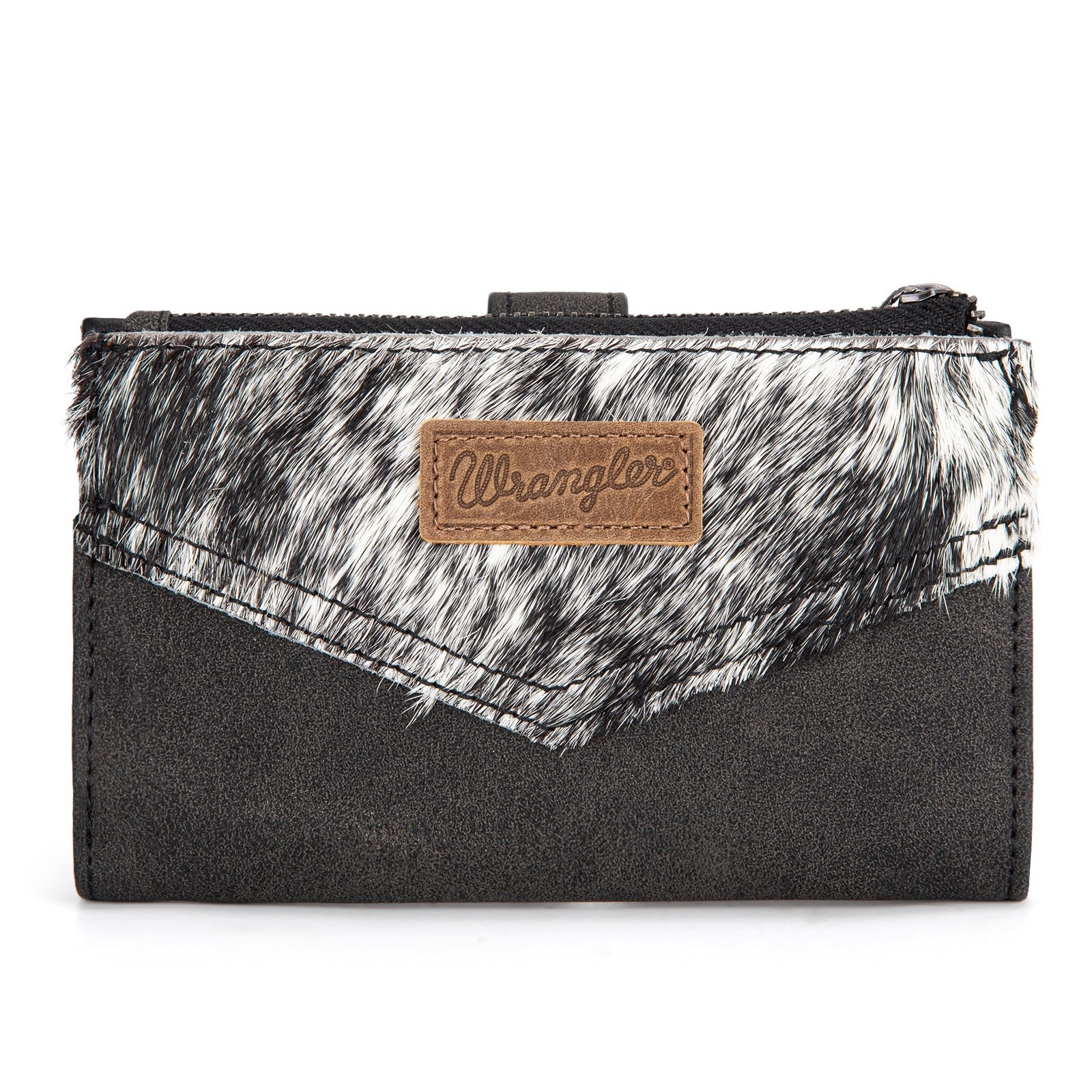 Wrangler Genuine Hair-On Cowhide Card Holder Bi-Fold Wallet