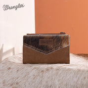 Wrangler Genuine Hair-On Cowhide Card Holder Bi-Fold Wallet