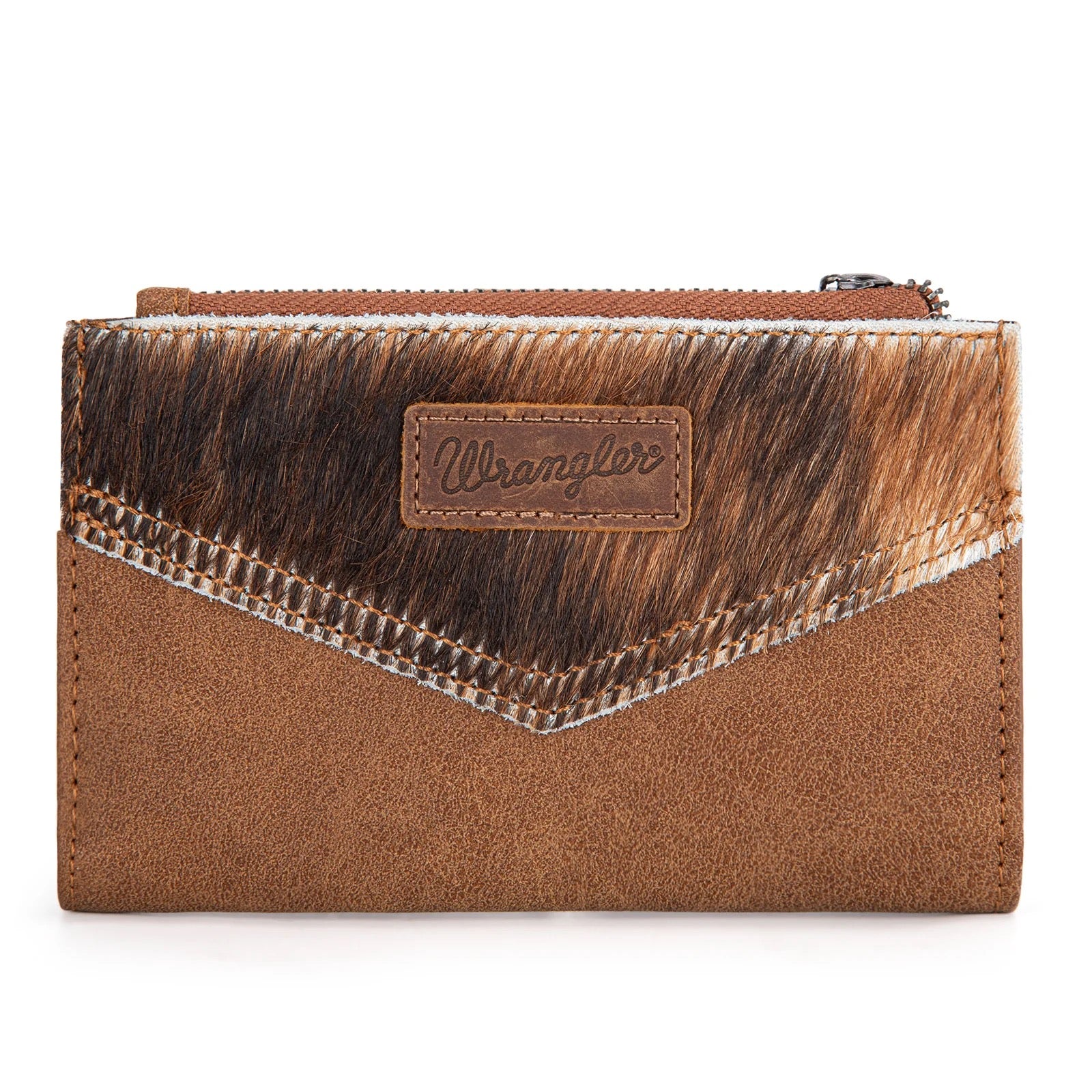 Wrangler Genuine Hair-On Cowhide Card Holder Bi-Fold Wallet