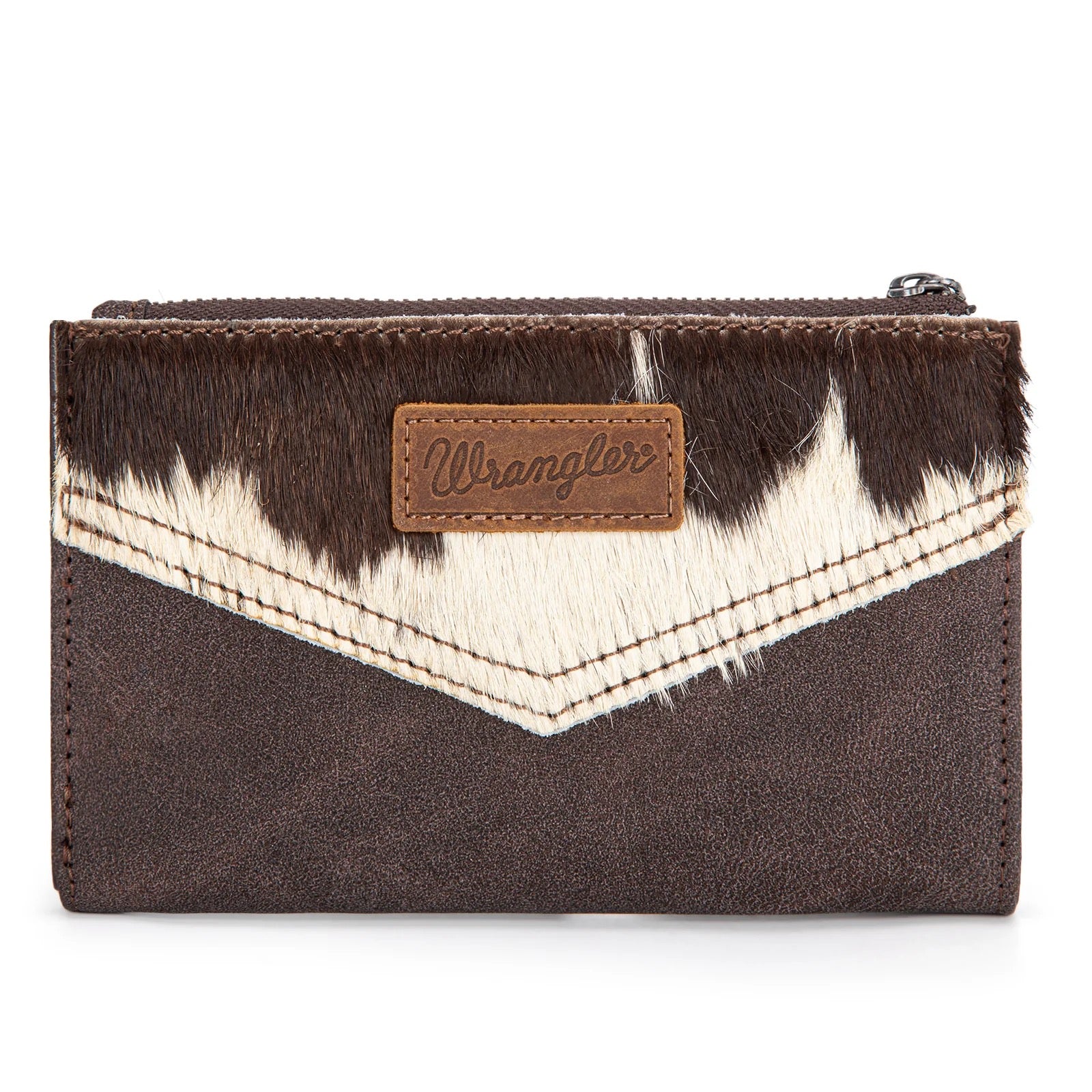 Wrangler Genuine Hair-On Cowhide Card Holder Bi-Fold Wallet