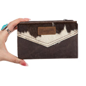 Wrangler Genuine Hair-On Cowhide Card Holder Bi-Fold Wallet