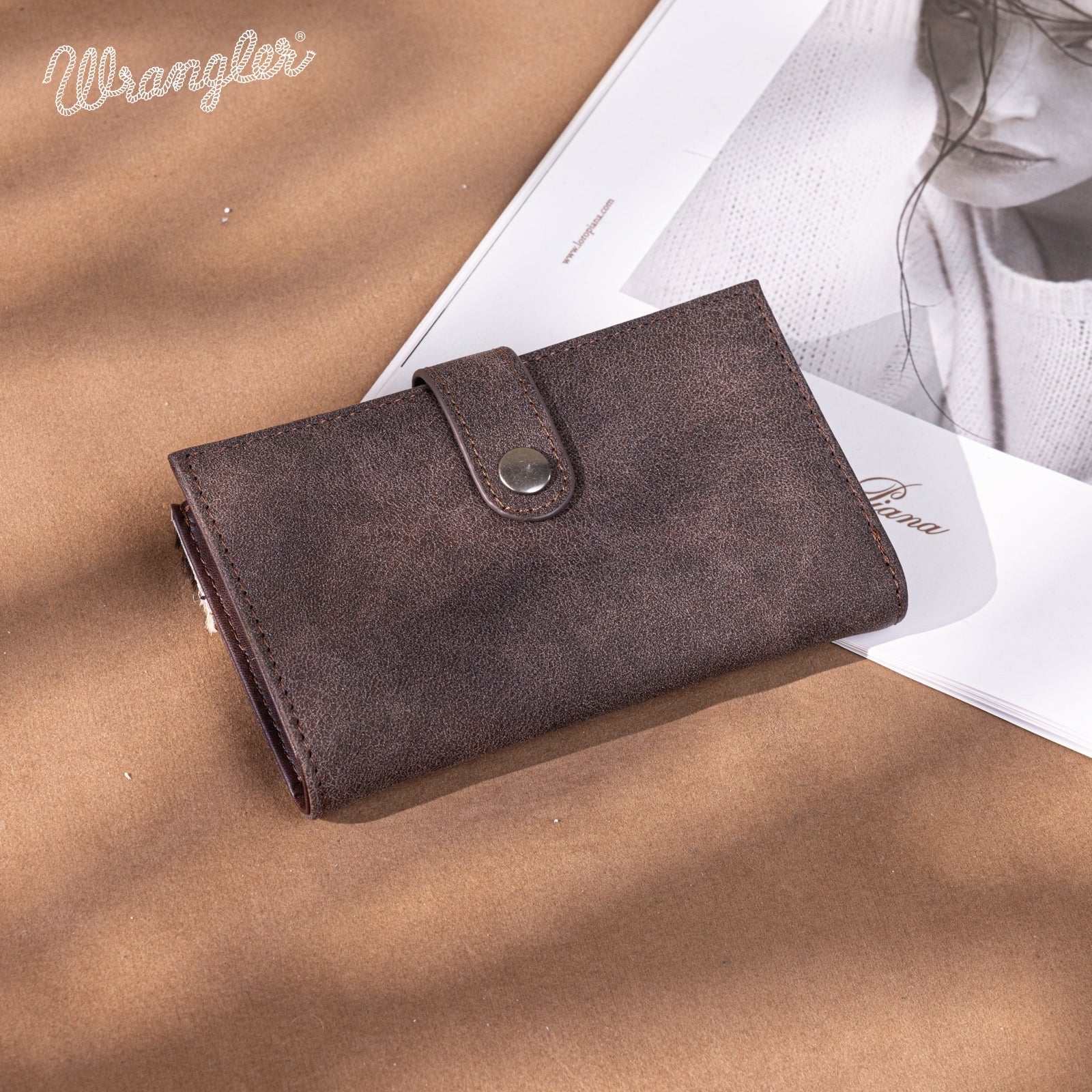 Wrangler Genuine Hair-On Cowhide Card Holder Bi-Fold Wallet