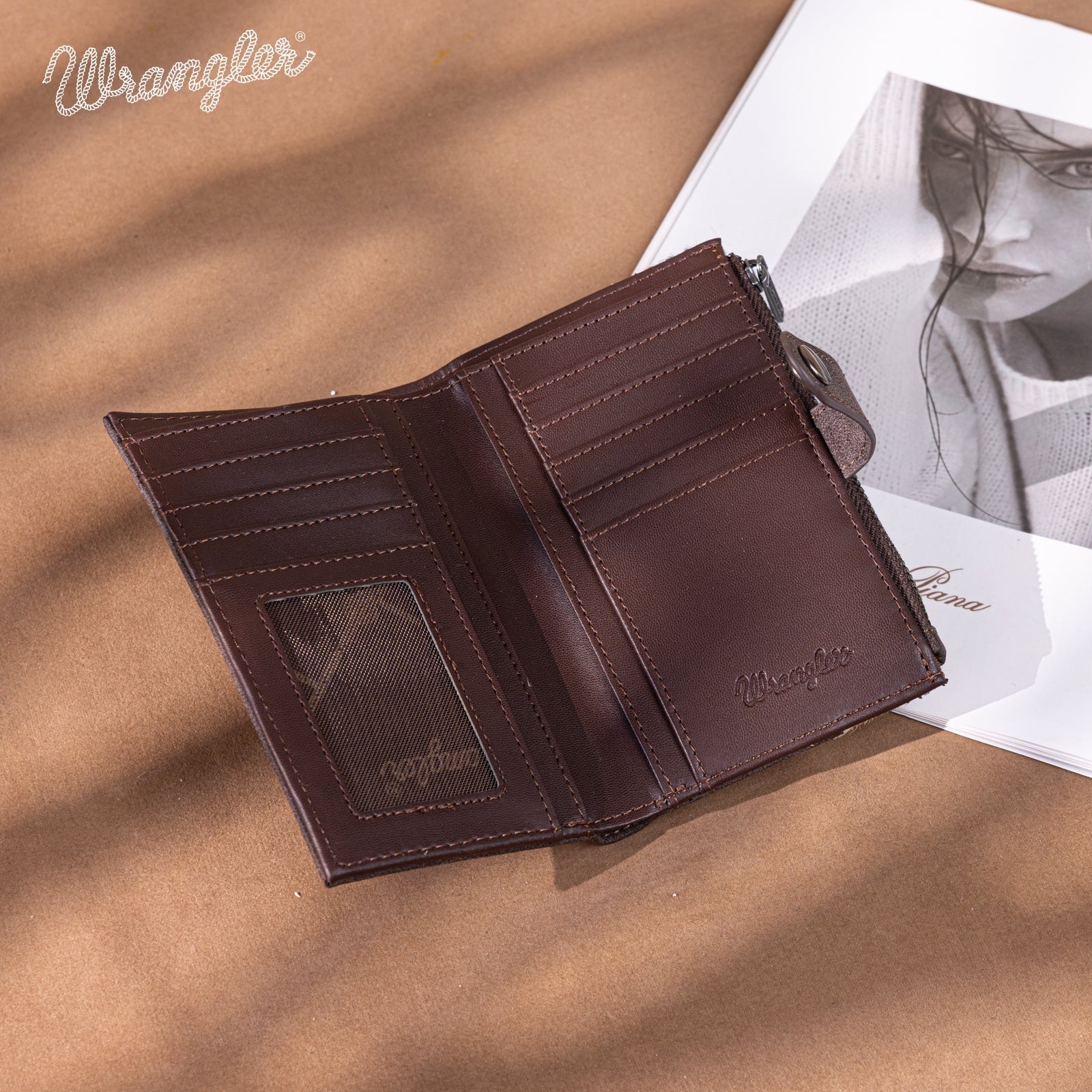 Wrangler Genuine Hair-On Cowhide Card Holder Bi-Fold Wallet