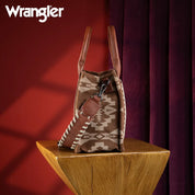 Wrangler Ladies Southwestern Print Small Canvas Brown Tote Crossbody Bag