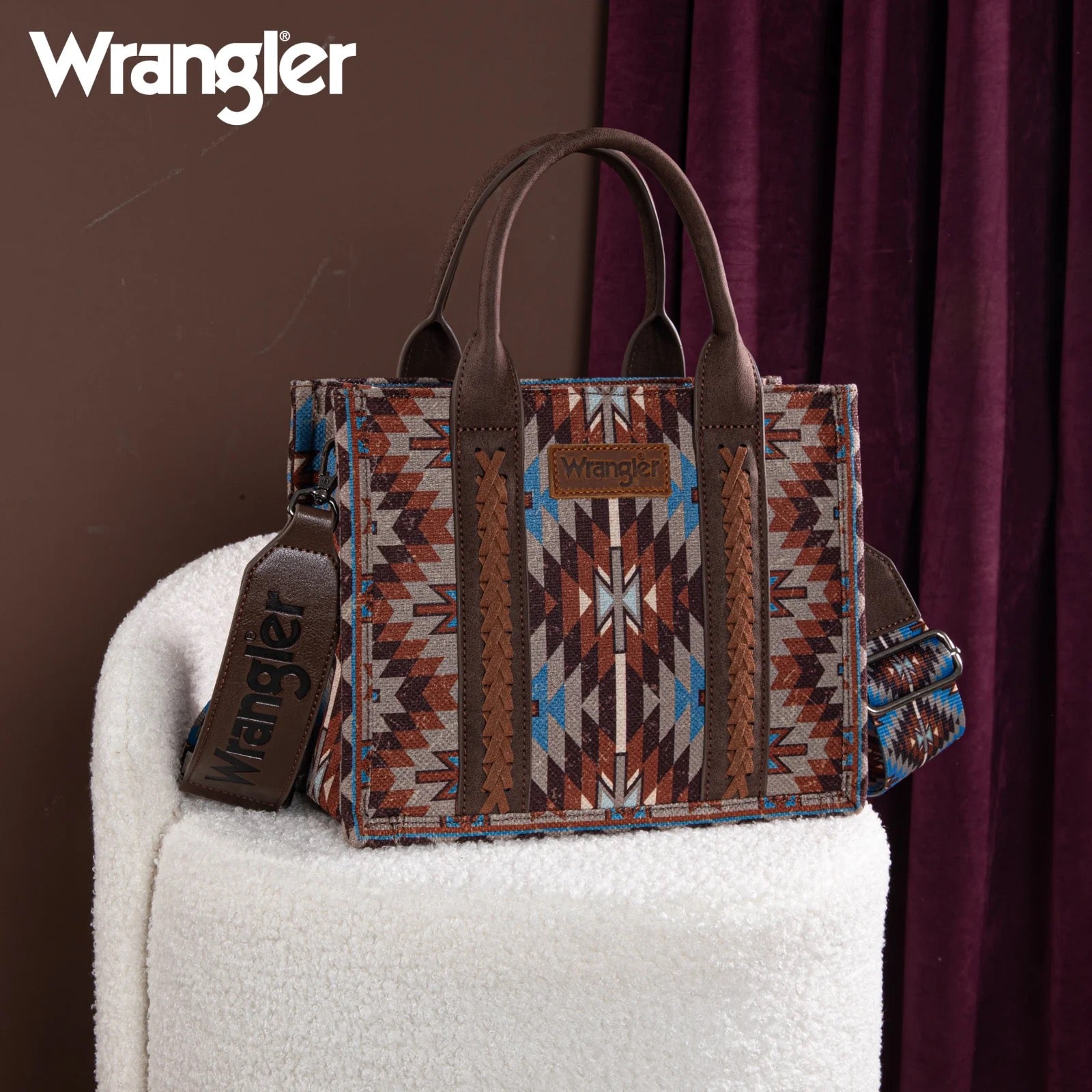 Wrangler Southwestern Pattern Dual Sided Print-Tote/Crossbody