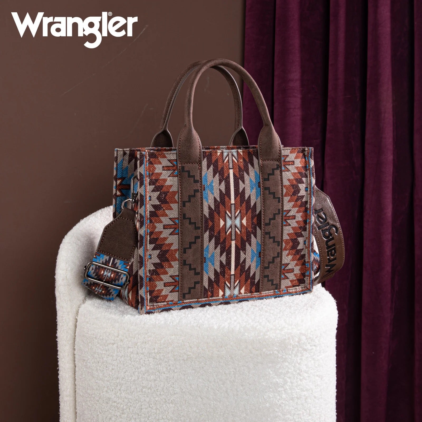 Wrangler Southwestern Pattern Dual Sided Print-Tote/Crossbody