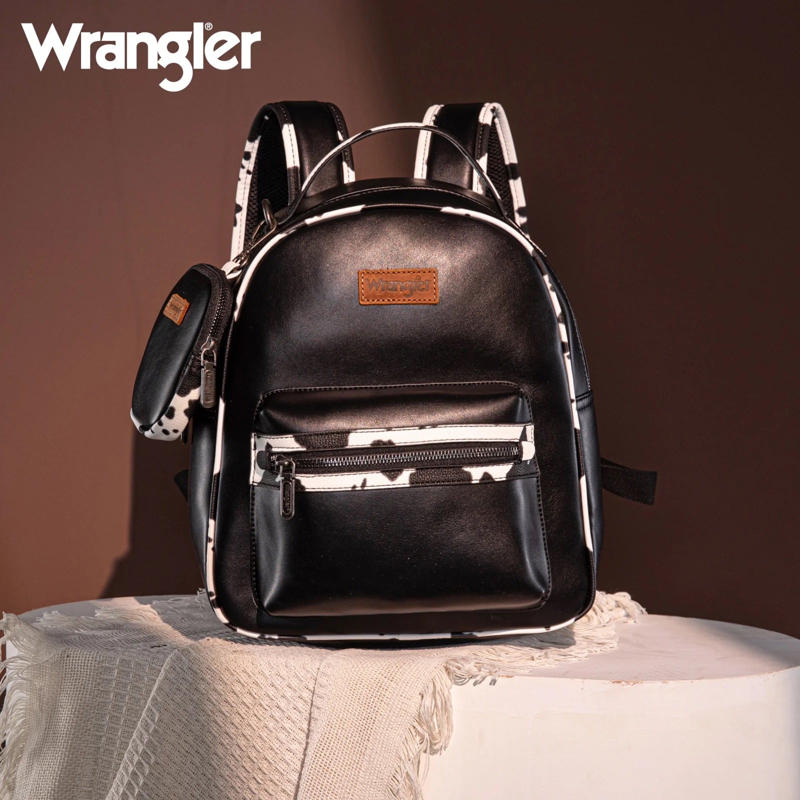 Wrangler Cow Print Backpack With Coin Pouch