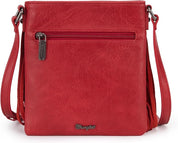 Wrangler Leather Fringe Jean Denim Pocket Crossbody