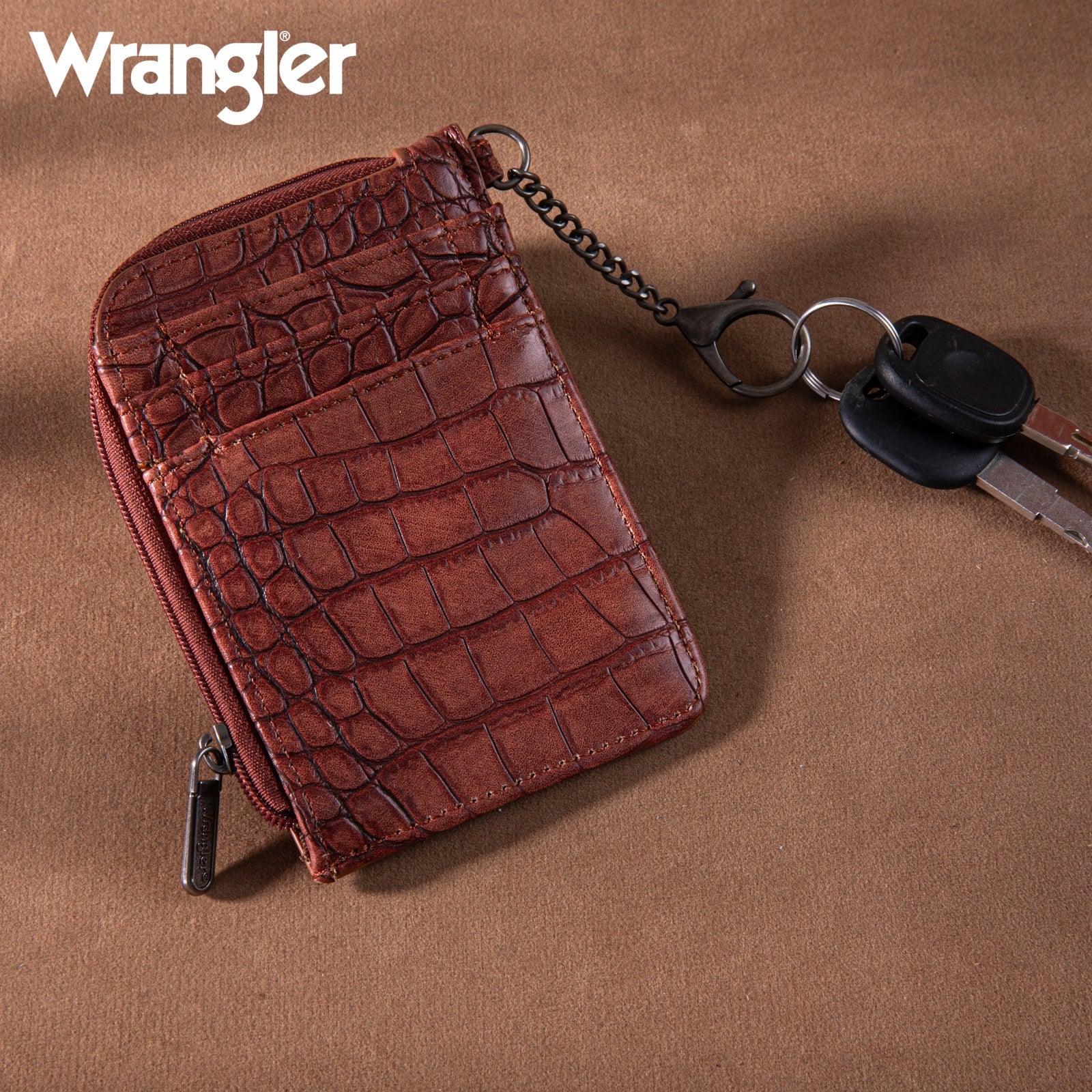 Wrangler Wrangler Croc Print Mini Zip Card Case