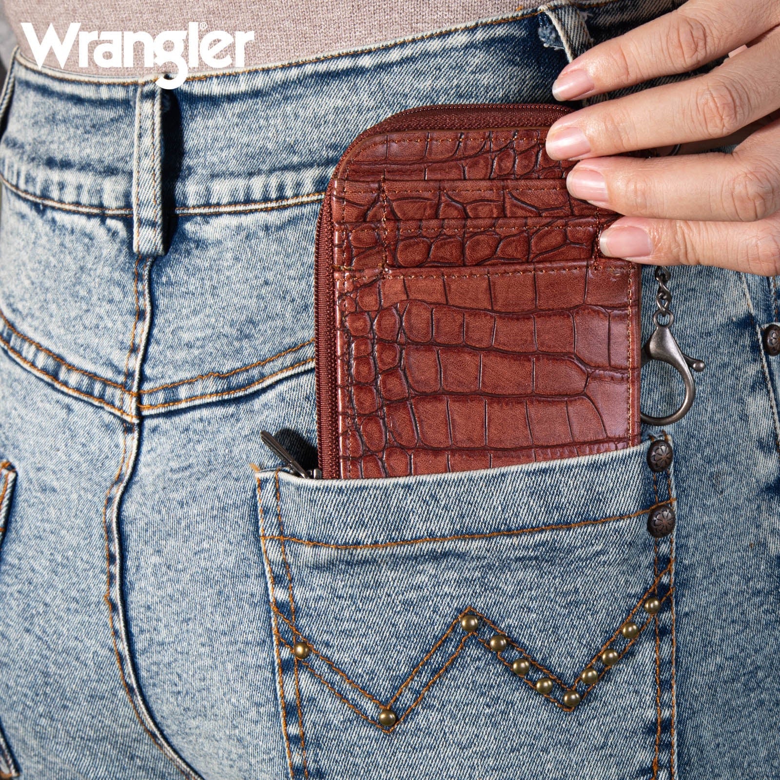 Wrangler Wrangler Croc Print Mini Zip Card Case