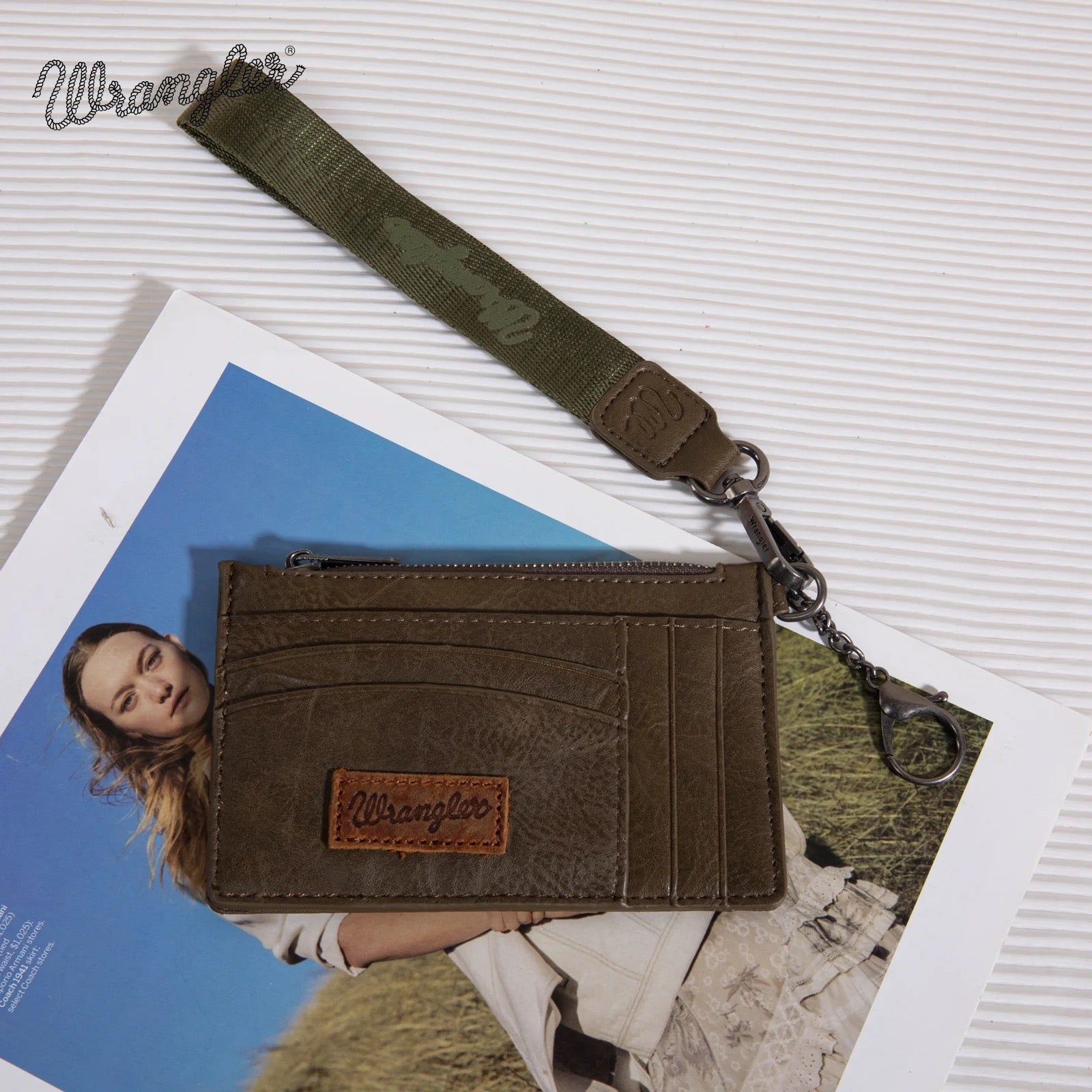Wrangler Solid Color Key Chain Wristlet Card Wallet