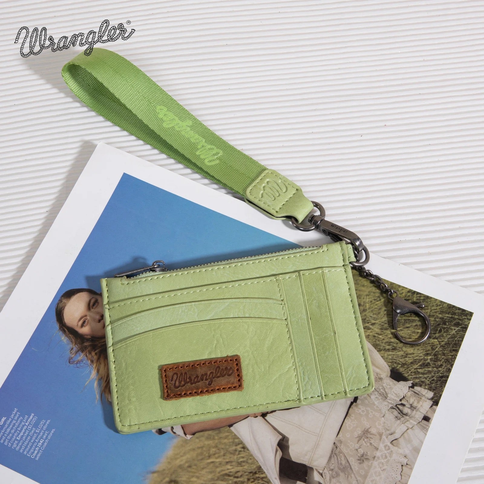 Wrangler Solid Color Key Chain Wristlet Card Wallet