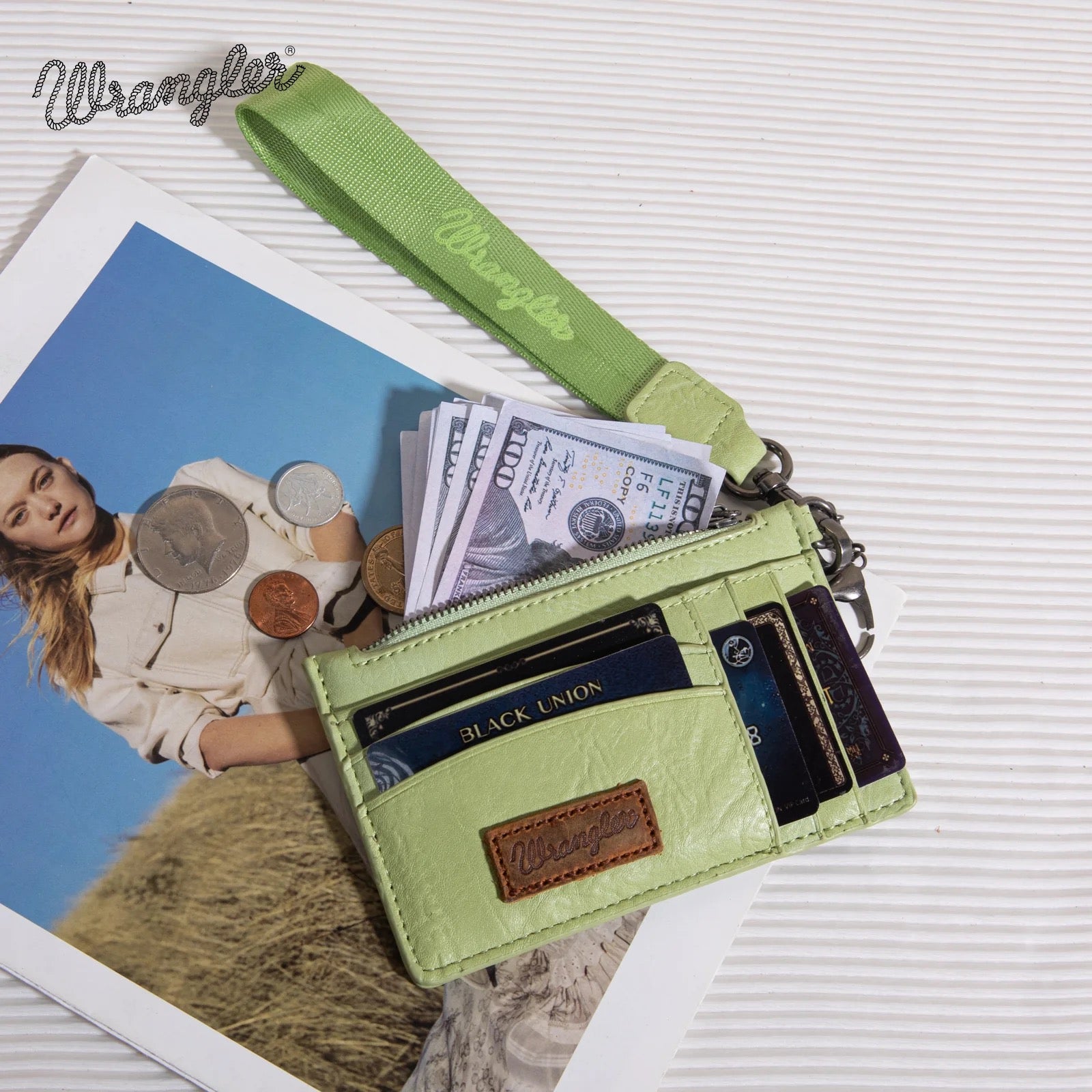 Wrangler Solid Color Key Chain Wristlet Card Wallet