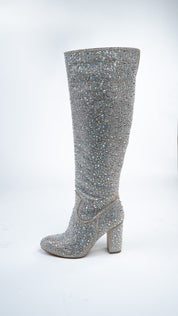 Crystal Broadway Round Toe Knee High Boot