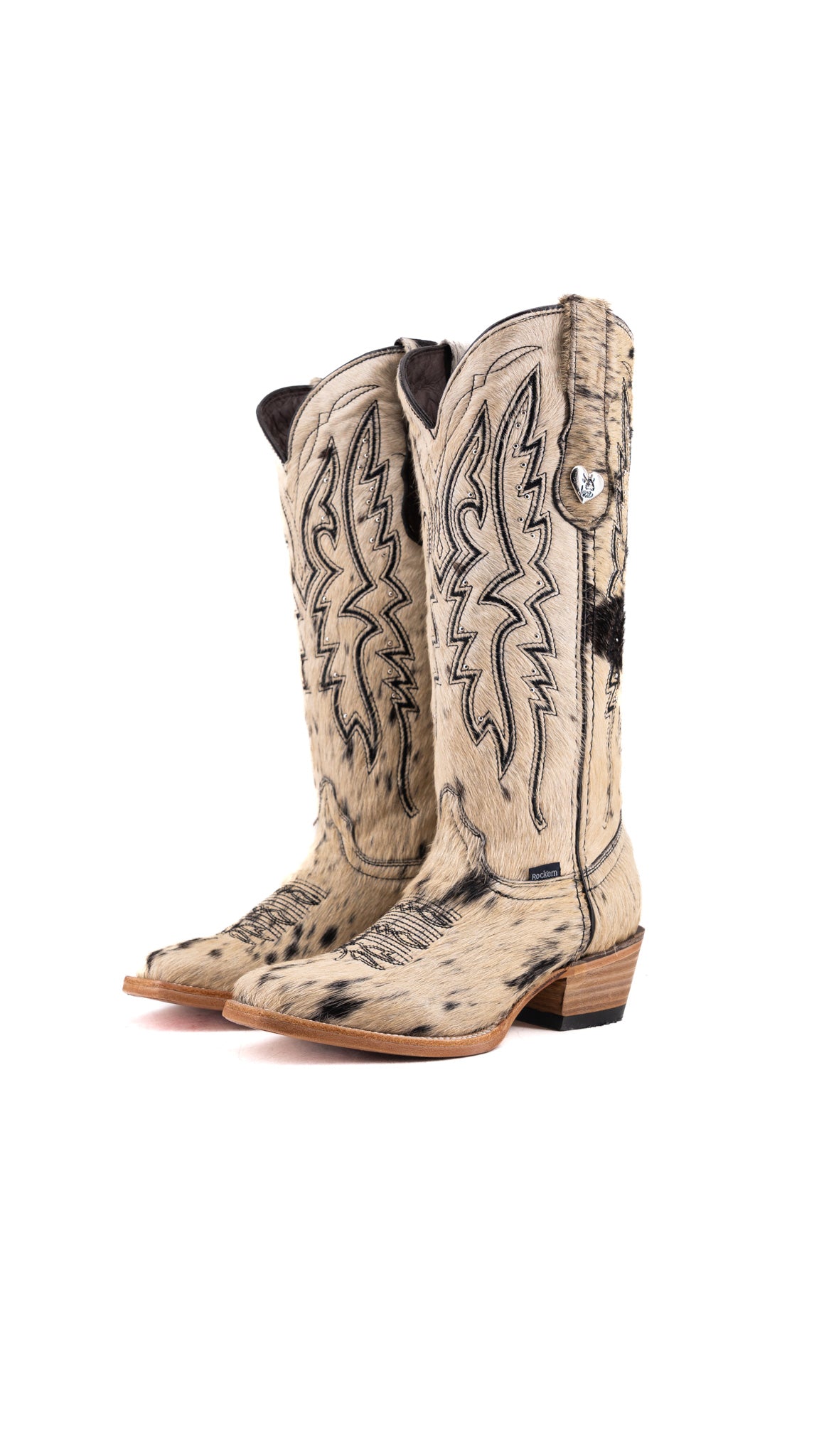 靴 OPEN THE DOOR cow hide ankle boots Short Shaft Cowhide Square Toe – Rock'Em