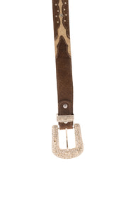 Silver Buckle Rhinestone Studded Belt