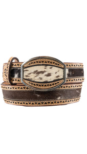 Cowhide Laser Cut Cowboy Belt