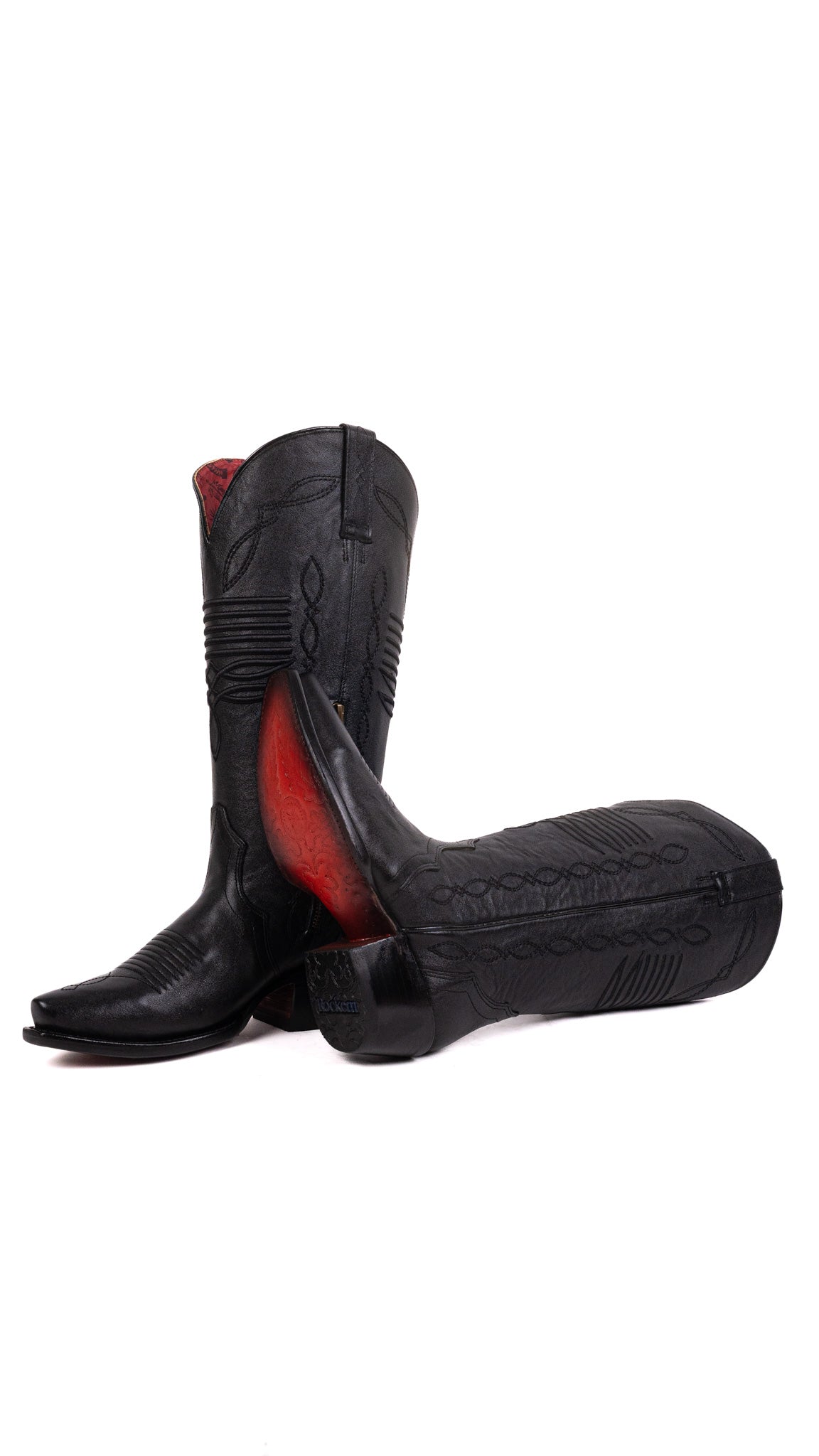 Dalia Midi Red Bottom Wide Calf Snip Toe Cowgirl Boot
