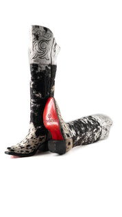 Amour Cowhide Knee High Snip Toe Cowgirl Boot Size 5 Box YW1