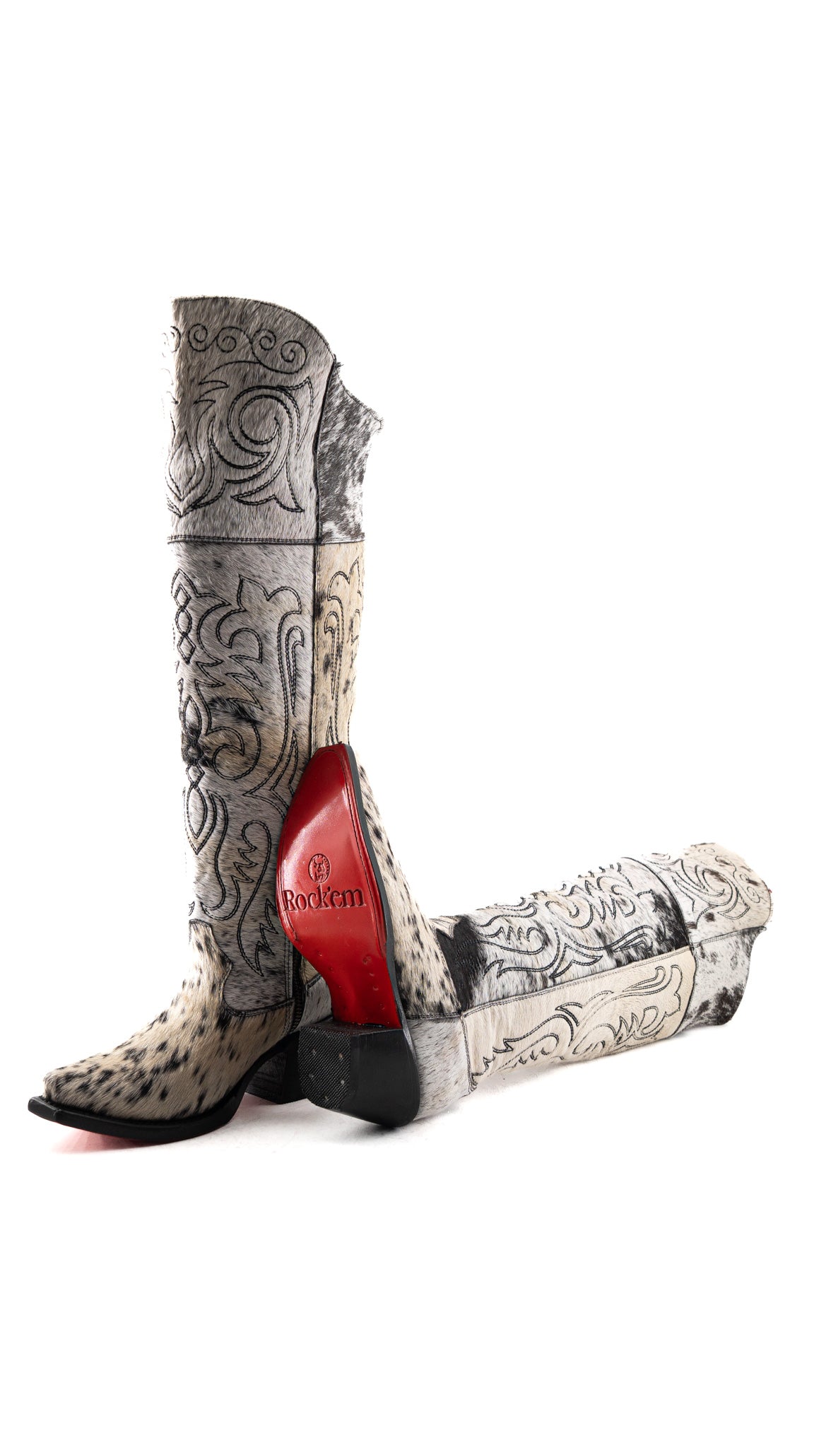 Amour Cowhide Knee High Snip Toe Cowgirl Boot Size 5 Box YW2