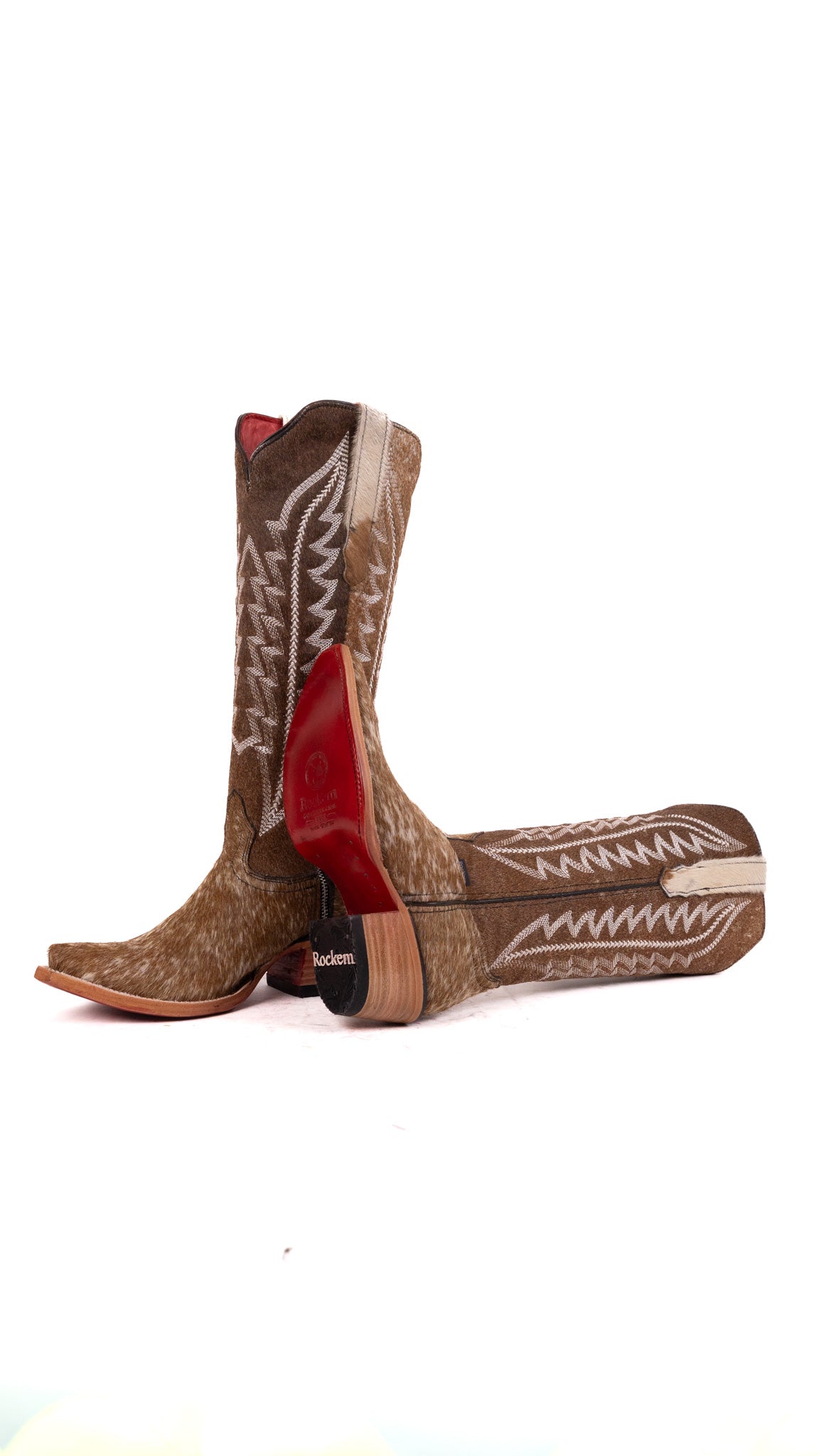 Charlotte Tall Red Bottom Cowhide Snip Toe Cowgirl Boot Size 6 Box WW13