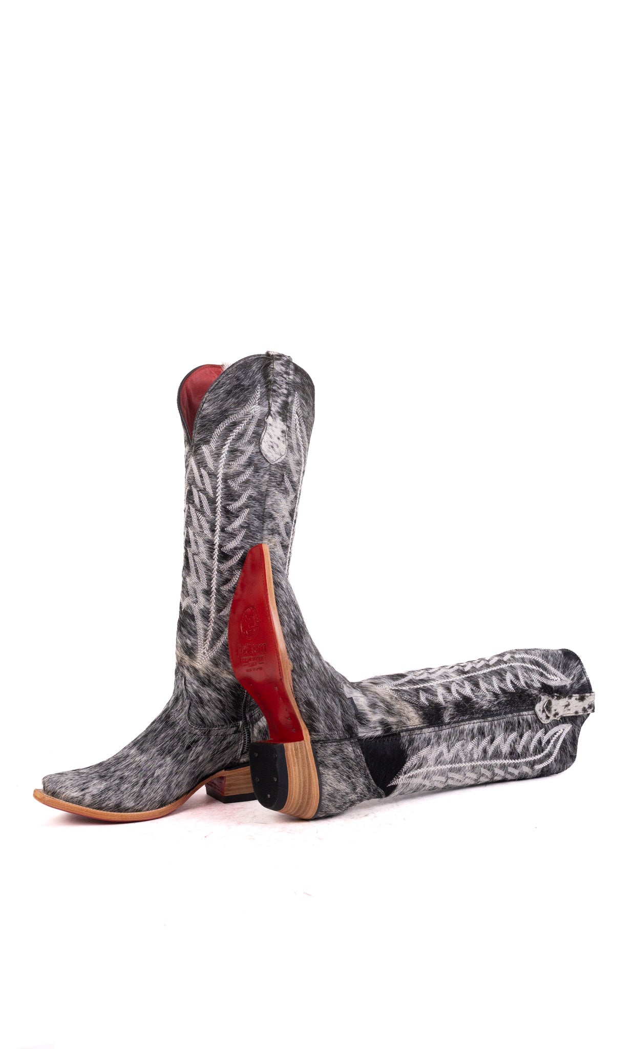 Charlotte Tall Red Bottom Cowhide Snip Toe Cowgirl Boot Size 8.5 Box WW35