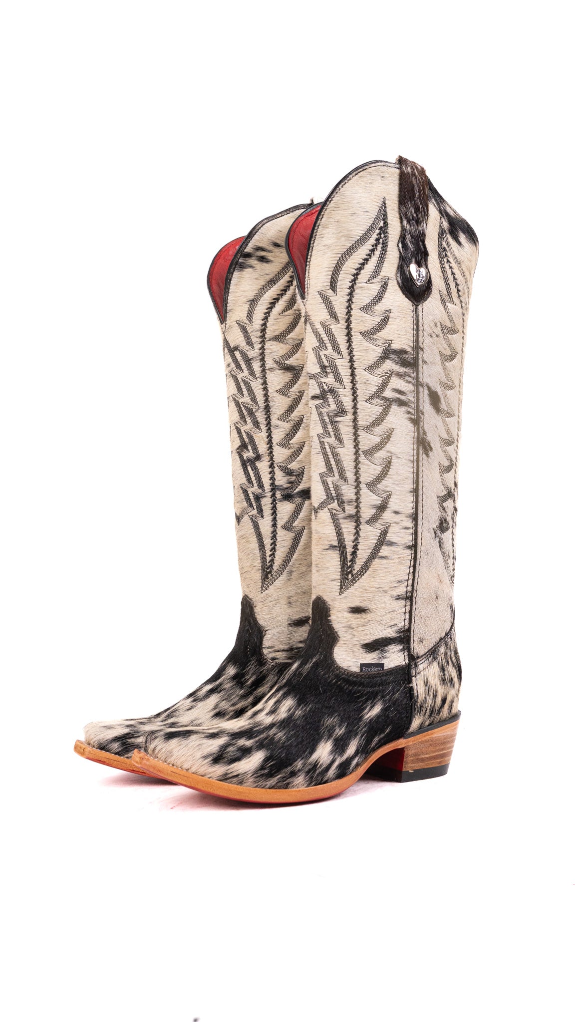 Charlotte Tall Red Bottom Cowhide Snip Toe Cowgirl Boot Size 8.5 Box WW38
