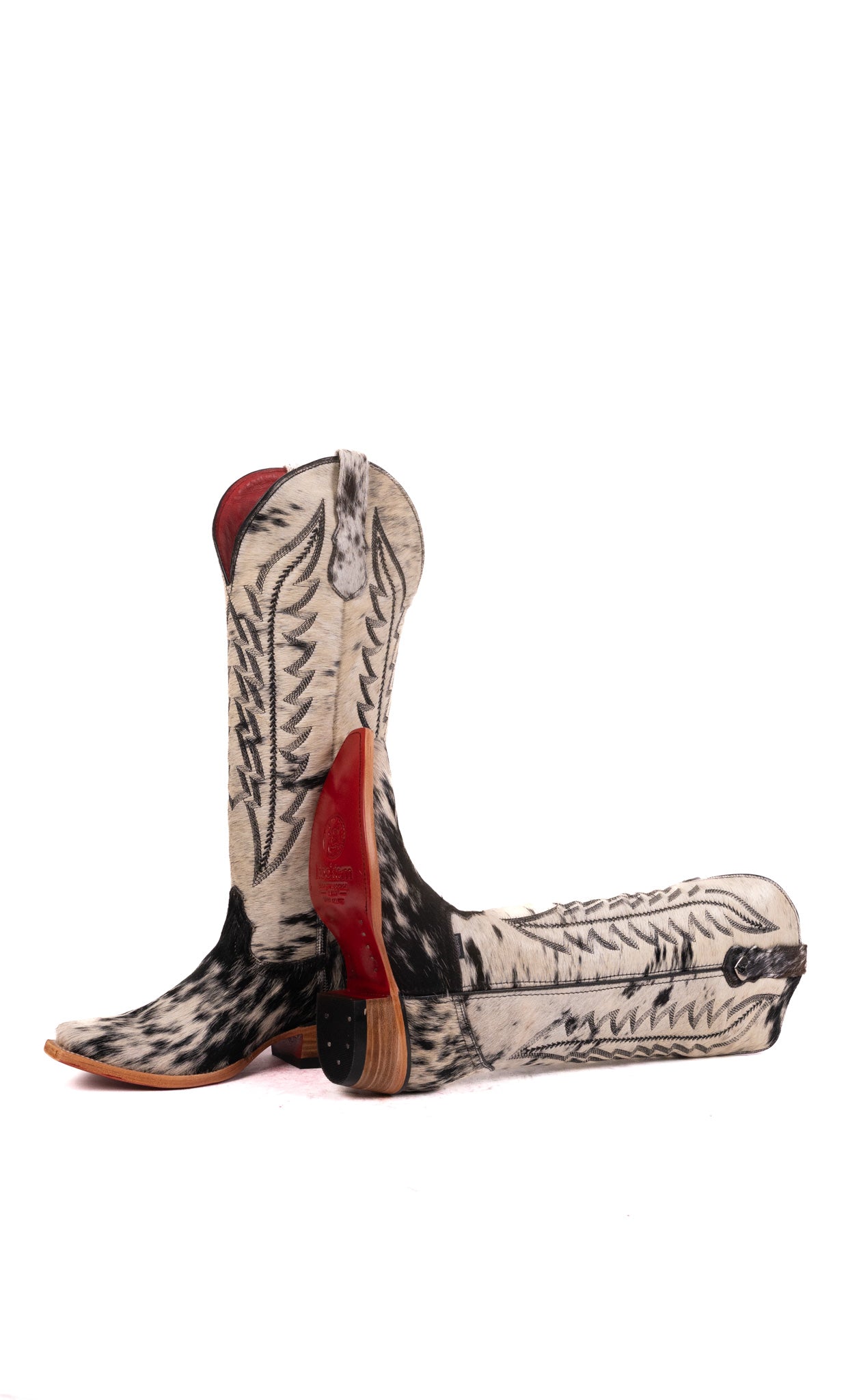 Charlotte Tall Red Bottom Cowhide Snip Toe Cowgirl Boot Size 8.5 Box WW38