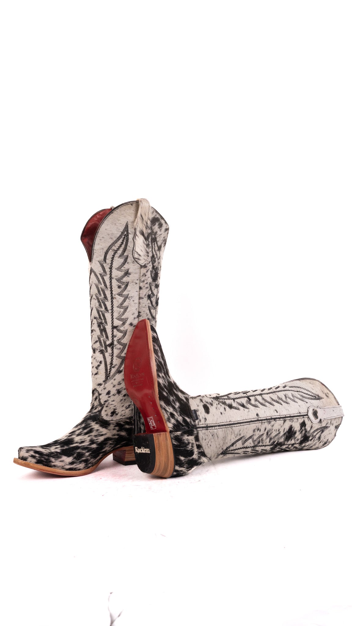 Charlotte Tall Red Bottom Cowhide Snip Toe Cowgirl Boot Size 9 Box WW41