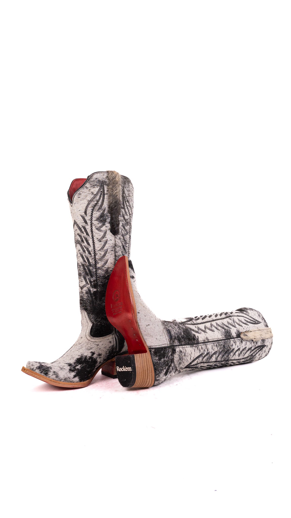 Charlotte Tall Red Bottom Cowhide Snip Toe Cowgirl Boot Size 9 Box WW43