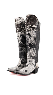 Amour Cowhide Knee High Snip Toe Cowgirl Boot Size 7.5 Box YW12
