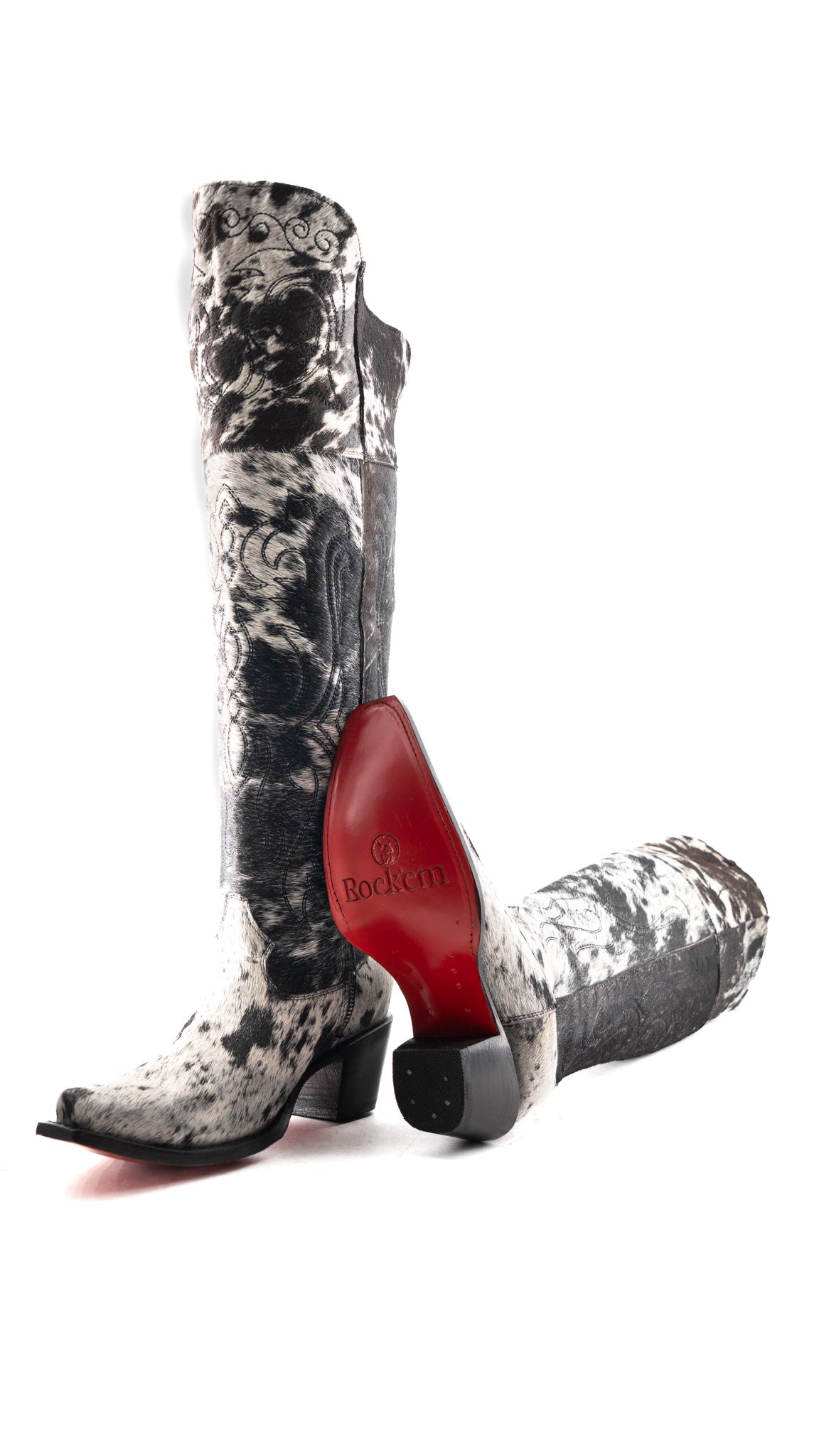 Amour Cowhide Knee High Snip Toe Cowgirl Boot Size 7.5 Box YW12